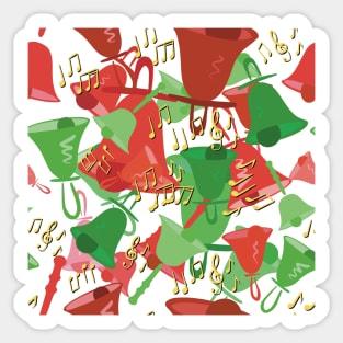 Christmas Chaos Colorful Handbells And Notes Holiday Pattern Sticker